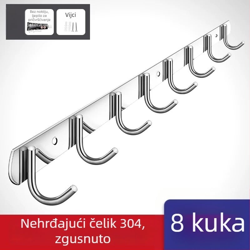 Bezbušični 304 nehrđajući čelični kukovi za vrata kuhinje i kupaonice — zidno skladištenje i vješanje odjeće, jednostavan moderni stil, CUPC certifikat