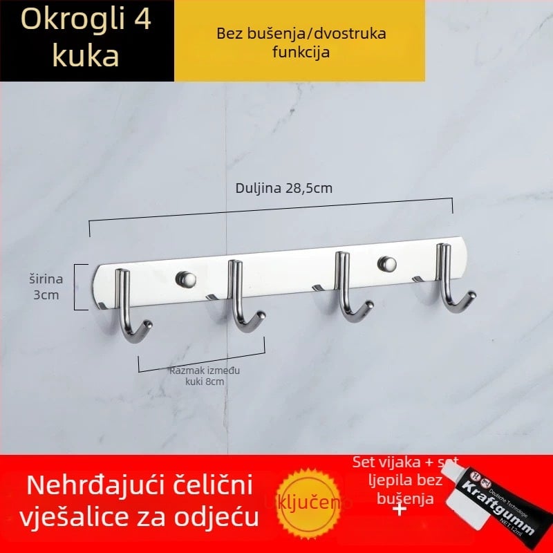 Bezbušični 304 nehrđajući čelični kukovi za vrata kuhinje i kupaonice — zidno skladištenje i vješanje odjeće, jednostavan moderni stil, CUPC certifikat