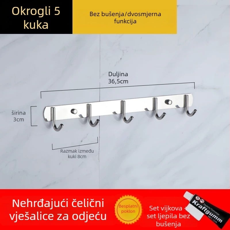 Bezbušični 304 nehrđajući čelični kukovi za vrata kuhinje i kupaonice — zidno skladištenje i vješanje odjeće, jednostavan moderni stil, CUPC certifikat