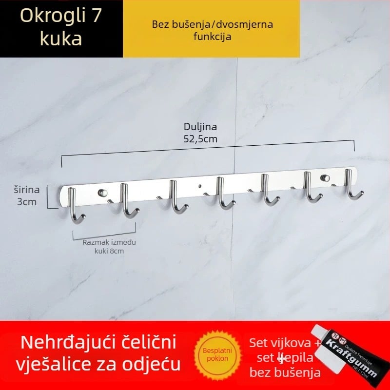 Bezbušični 304 nehrđajući čelični kukovi za vrata kuhinje i kupaonice — zidno skladištenje i vješanje odjeće, jednostavan moderni stil, CUPC certifikat