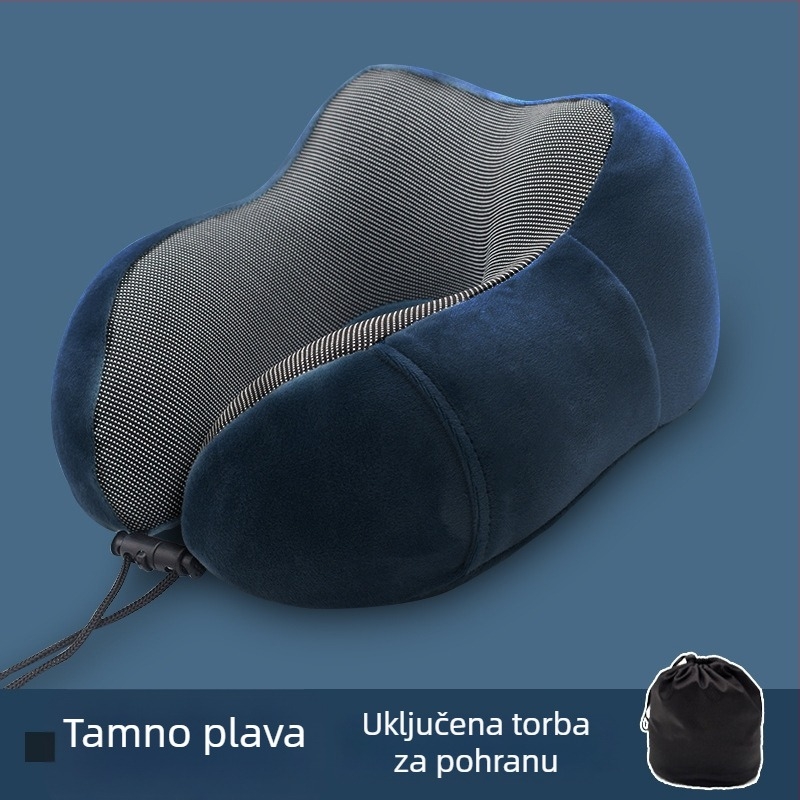 U-oblik jastuka za vrat s memorijskom pjenom i navlakom od pamuka, za odrasle, putovanja z avionom