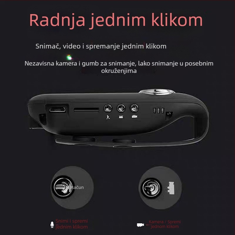 Kamera za tijelo na prsa, 10x optički zoom, 1080p video, 5 MP senzor, Wi-Fi