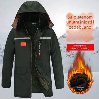 Muški kamuflirani pamučni kaput s fleece podstavom, zimski, vodootporan, otporan na vjetar, srednje duljine