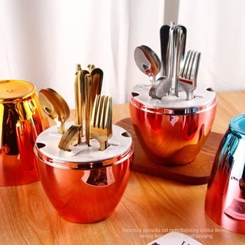 24-dijelni set posuđa od nehrđajućeg čelika – nož, vilica i žlica; 410 nehrđajući čelik, poliranje konopnim kotačićem, suvremen jednostavan stil