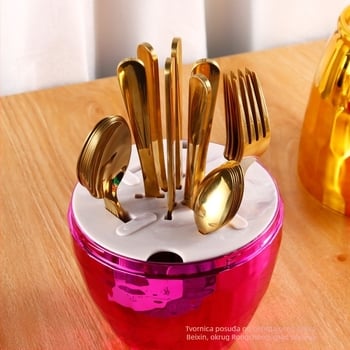 24-dijelni set posuđa od nehrđajućeg čelika – nož, vilica i žlica; 410 nehrđajući čelik, poliranje konopnim kotačićem, suvremen jednostavan stil