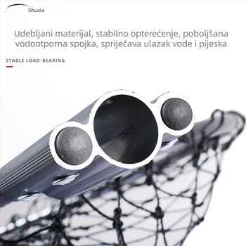 Ogromna aluminijska mreža za pecanje s gustom mrežom, glava promjera 50/60/70 cm, dubina mreže 75–115 cm, debele oči, nosivost 1,0–15 kg