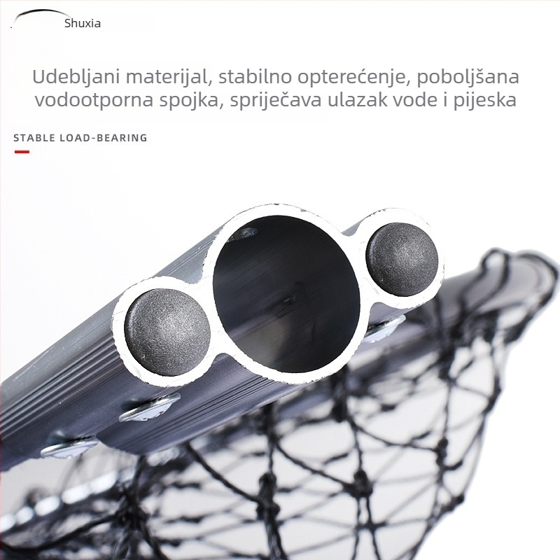 Ogromna aluminijska mreža za pecanje s gustom mrežom, glava promjera 50/60/70 cm, dubina mreže 75–115 cm, debele oči, nosivost 1,0–15 kg