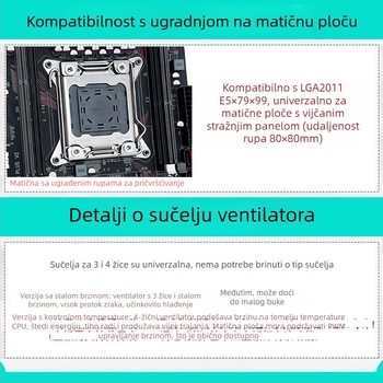 Chladič CPU Tower, 4 bakrene cijevi, bakar-aluminijska konstrukcija, hidraulički ležaj (2000 RPM, 25 dB)