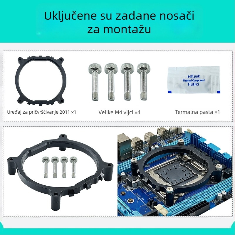Chladič CPU Tower, 4 bakrene cijevi, bakar-aluminijska konstrukcija, hidraulički ležaj (2000 RPM, 25 dB)
