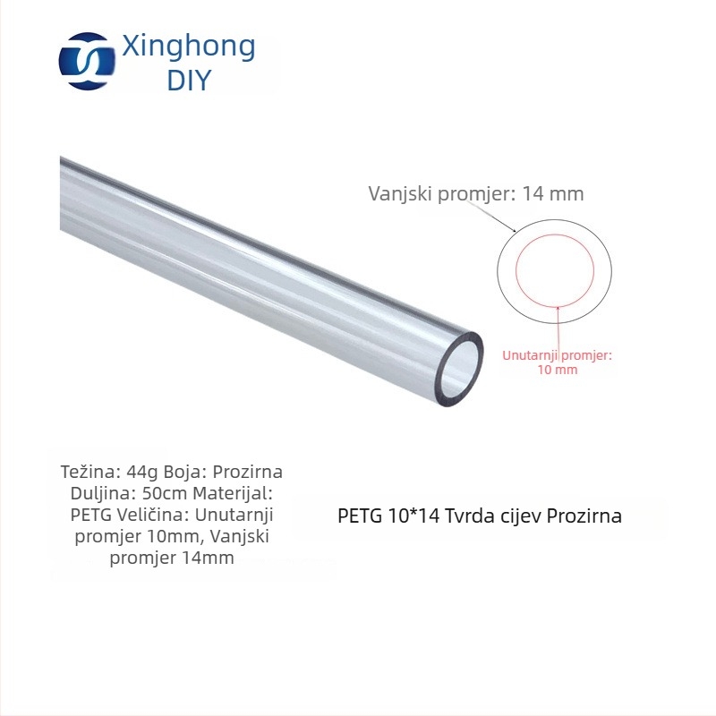 XHDIY PETG tvrda cijev za hlađenje vodom, presjek 10×14, Quick-Twist priključak