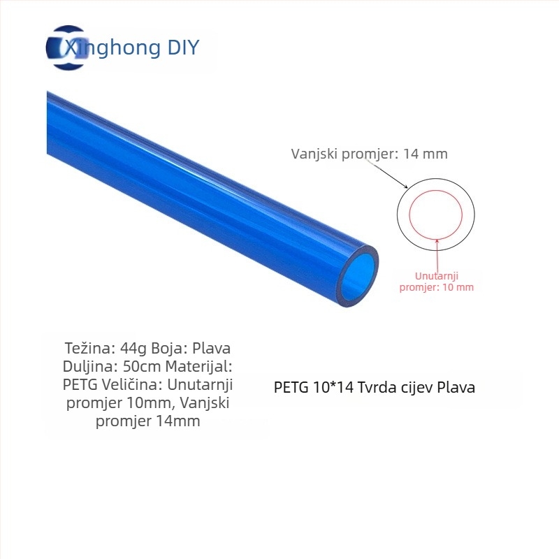 XHDIY PETG tvrda cijev za hlađenje vodom, presjek 10×14, Quick-Twist priključak