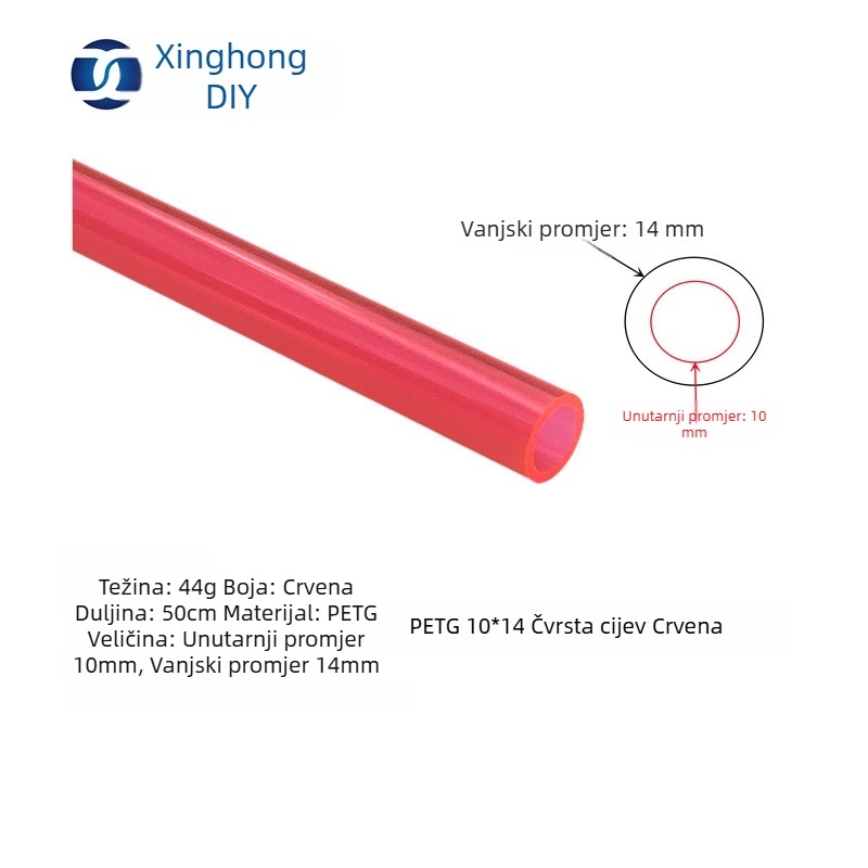 XHDIY PETG tvrda cijev za hlađenje vodom, presjek 10×14, Quick-Twist priključak
