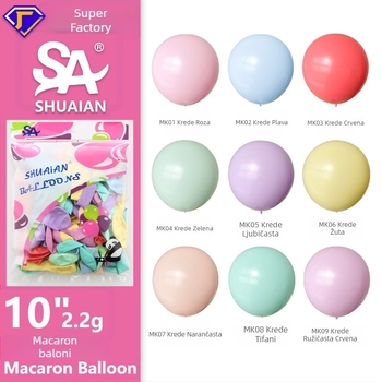 Set latex balona Shuai s otisom logotipa i prilagođenom pakiranjem – okrugli oblik, IP autorizacija