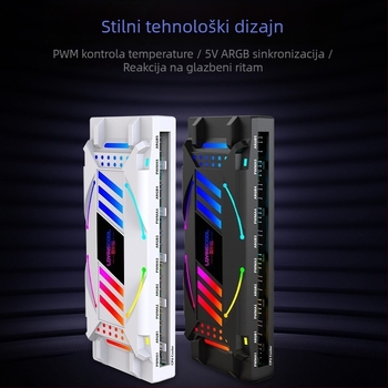 Osvijetljeni kontroler kućišta za ventilatore ARGB uz sinkronizaciju temperature i višeslojni ogledni hub — ABS, dimenzije 145×59×25 mm, buka 15 dB