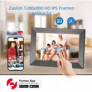 Digitalni okvir za fotografije s dodirnim zaslonom, Wi-Fi, 16GB memorije, 1280×800 rezolucija, podrška SD/USB kartica