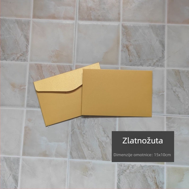 Koverta za čestitku od bisernog papira, s prozorom, z folijom zlatog otiska, spremna za dar