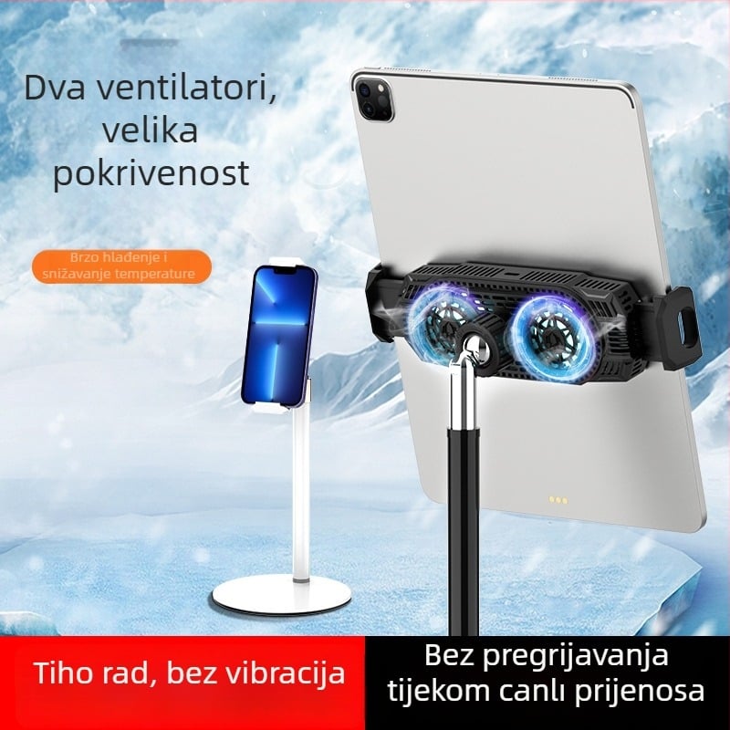 Stalak za hlađenje mobitela i tableta s dvostrukim poluvodičkim hlađenjem – iznimno tiho stolno držač, model S188, 15W, 105g, ABS+PC