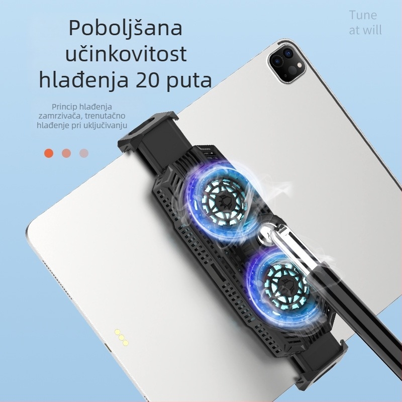 Stalak za hlađenje mobitela i tableta s dvostrukim poluvodičkim hlađenjem – iznimno tiho stolno držač, model S188, 15W, 105g, ABS+PC