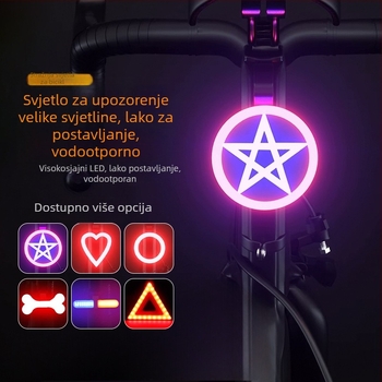 Svjetlo za bicikl za noćnu vožnju s stražnjim i prednjim svjetlom, uzbuna bljeskanja - Marka DRCKHROS, prilagodljivo