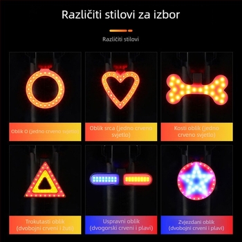 Svjetlo za bicikl za noćnu vožnju s stražnjim i prednjim svjetlom, uzbuna bljeskanja - Marka DRCKHROS, prilagodljivo