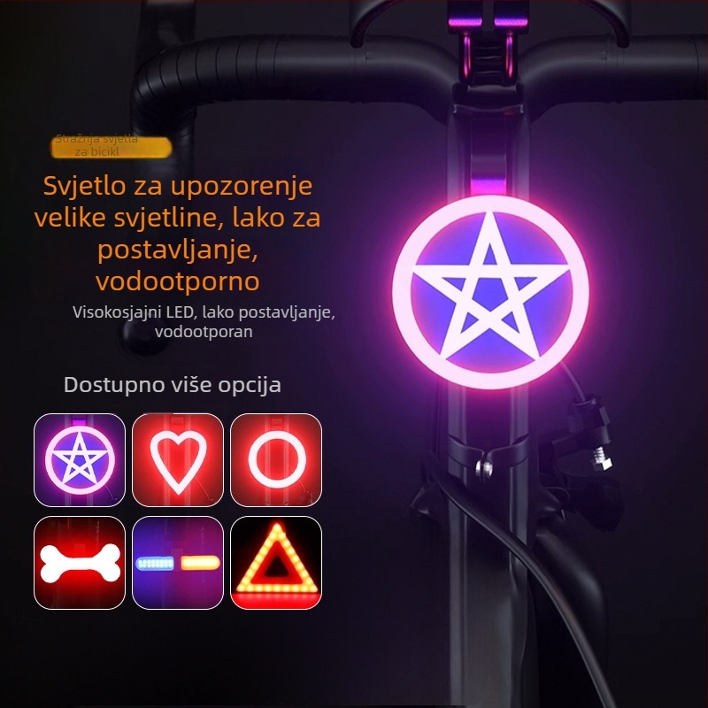 Svjetlo za bicikl za noćnu vožnju s stražnjim i prednjim svjetlom, uzbuna bljeskanja - Marka DRCKHROS, prilagodljivo