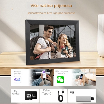 Digitalni okvir za fotografije s WiFi, dodirnim zaslonom i Cloud galerijom, rezolucija 1440x900, 32GB pohrane, SD/USB podrška, model GZ185