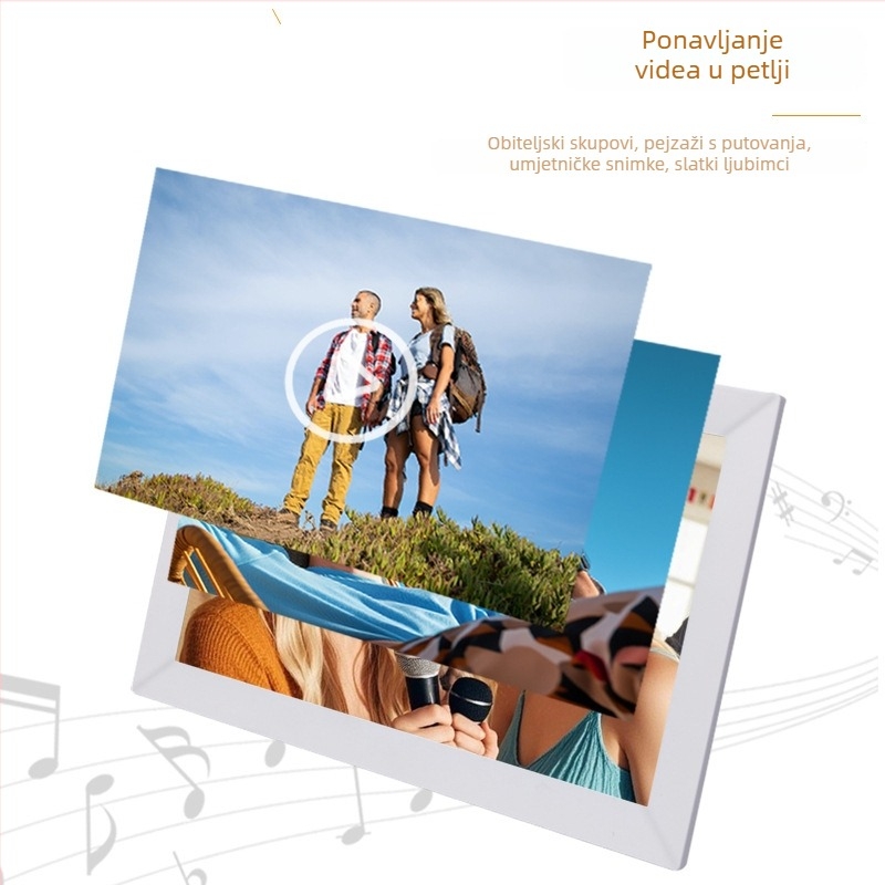 Digitalni okvir za fotografije s WiFi, dodirnim zaslonom i Cloud galerijom, rezolucija 1440x900, 32GB pohrane, SD/USB podrška, model GZ185