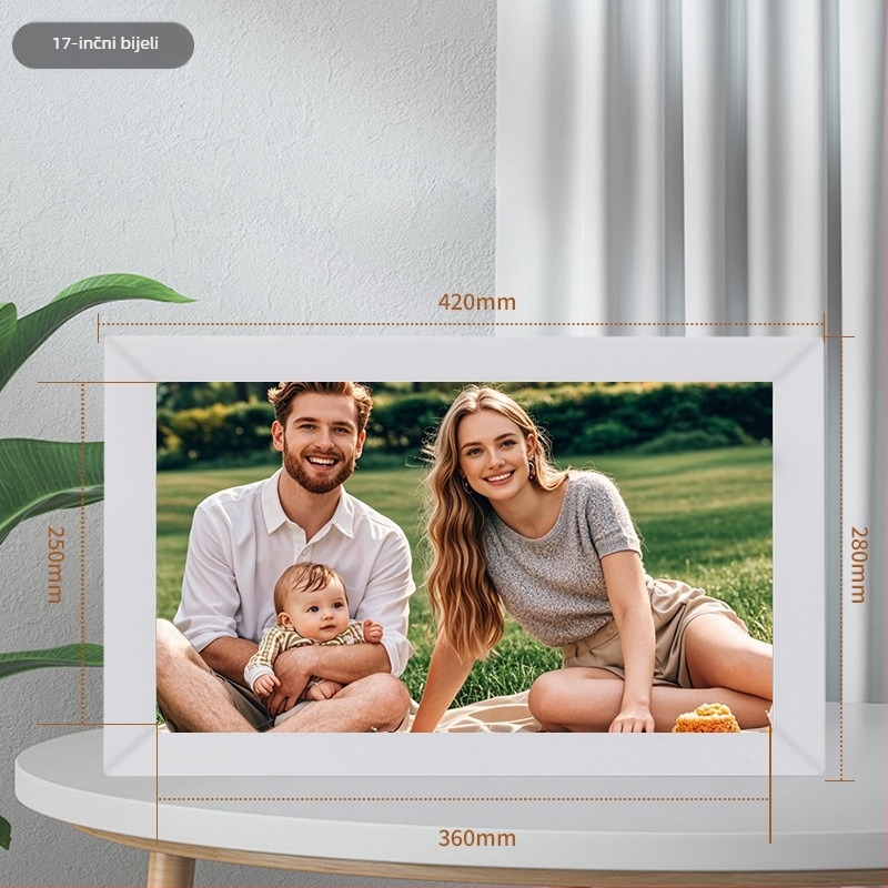 Digitalni okvir za fotografije s WiFi, dodirnim zaslonom i Cloud galerijom, rezolucija 1440x900, 32GB pohrane, SD/USB podrška, model GZ185