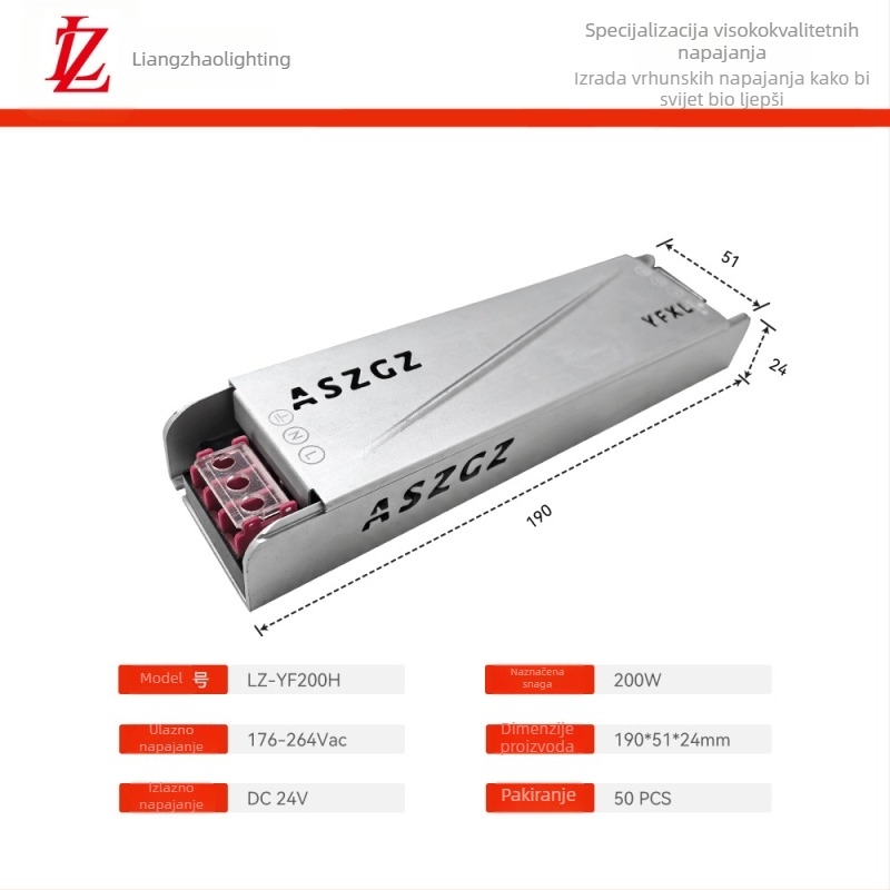 LED napajanje s mekim pokretanjem za LED trake, 24V DC, ulaz 176–264V, izlaz 2.5–16.6A, max snaga 400W, učinkovitost >93%