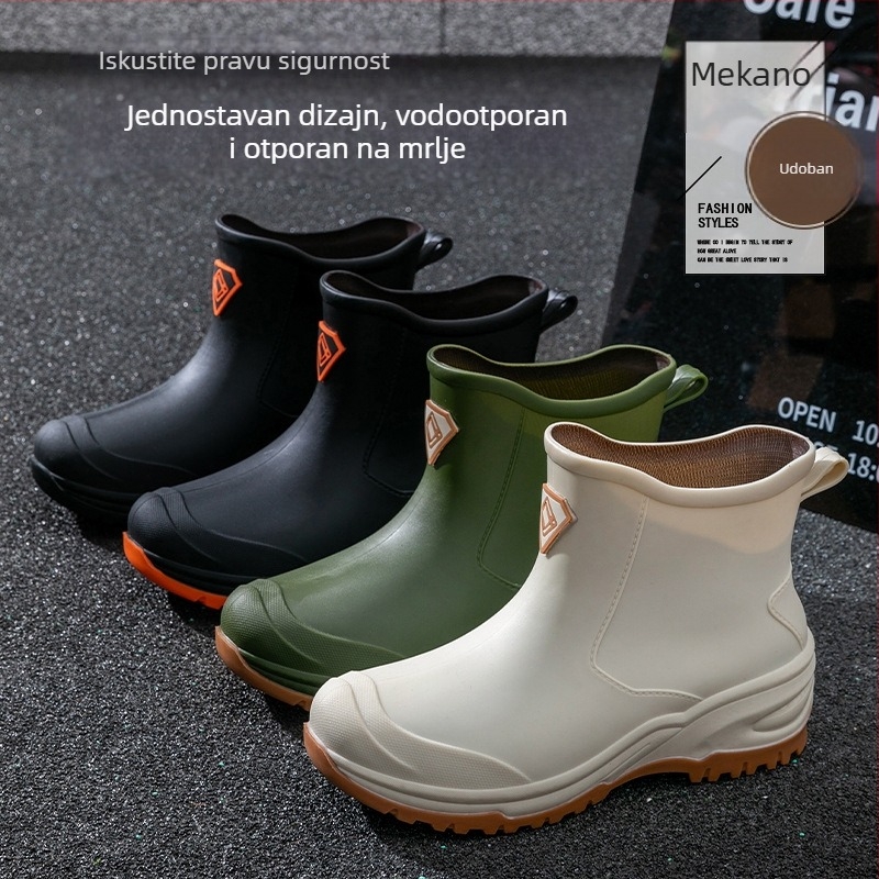 Xunlai muške kratke kišne cipele – PVC gornji dio, EVA ulošak, Slip-On, za sve godišnje doba