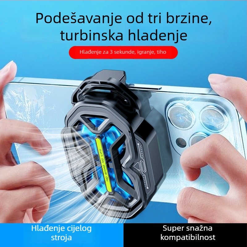 DY59 dvostruki hlađenje telefona s dva ventilatora, zračno hlađenje s tri brzine, dvostruka baterija, bežična veza, kompatibilan s iPhone i Android telefonima