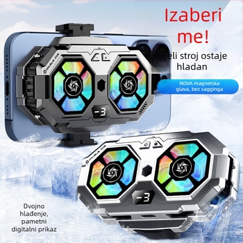 SL22 hlađenje za mobitel s digitalnim prikazom i dva ventilatora, 15W, 74g, Ceramic+ABS, USB-C