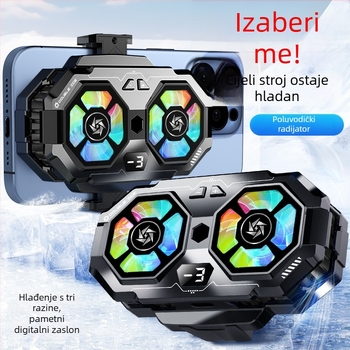 SL22 hlađenje za mobitel s digitalnim prikazom i dva ventilatora, 15W, 74g, Ceramic+ABS, USB-C