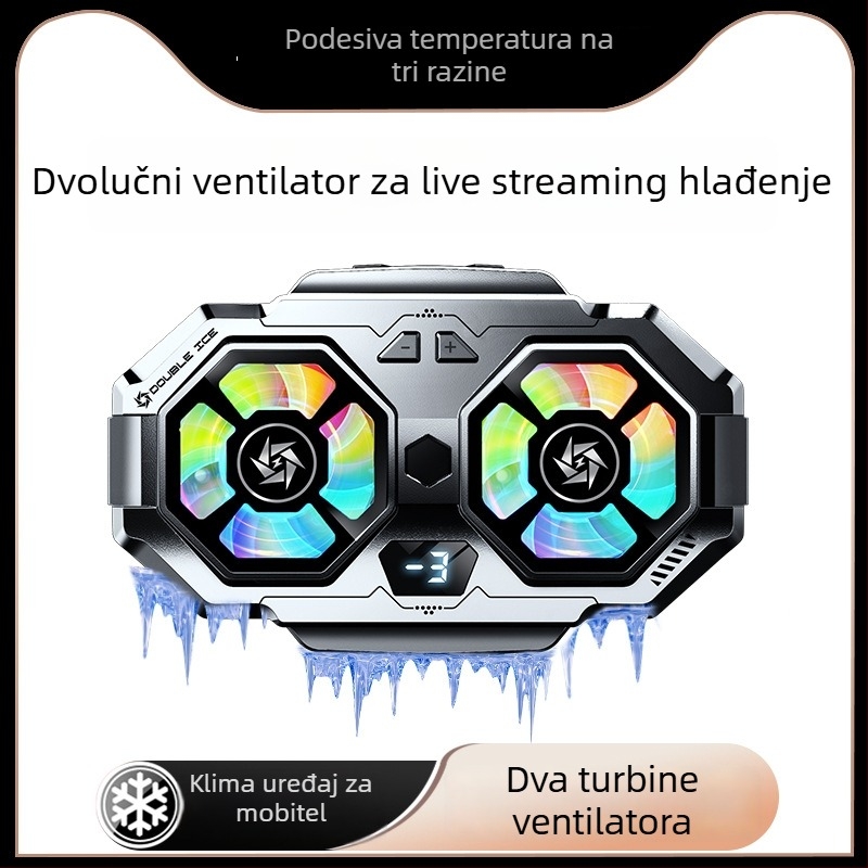 SL22 hlađenje za mobitel s digitalnim prikazom i dva ventilatora, 15W, 74g, Ceramic+ABS, USB-C