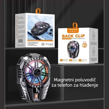 Telefonski hladnjak s magnetskim stražnjim klipom – dvostruka upotreba hlađenja, Type-C, 5V, model YS-S1, 150 g, ABS + aluminijska legura