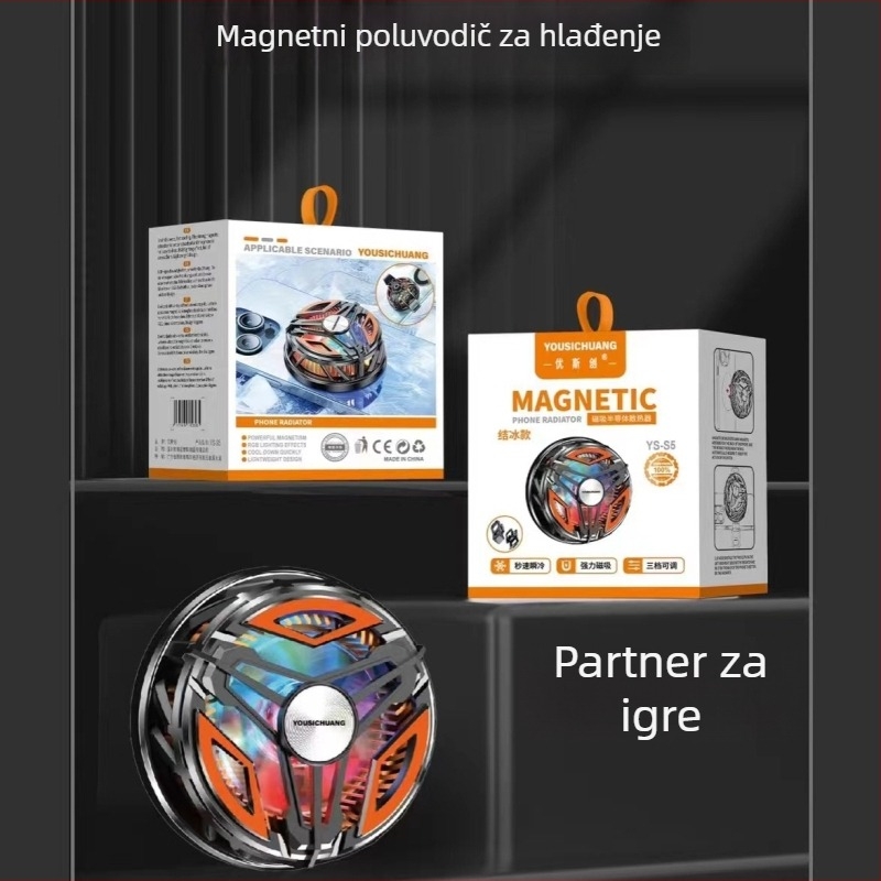 Telefonski hladnjak s magnetskim stražnjim klipom – dvostruka upotreba hlađenja, Type-C, 5V, model YS-S1, 150 g, ABS + aluminijska legura
