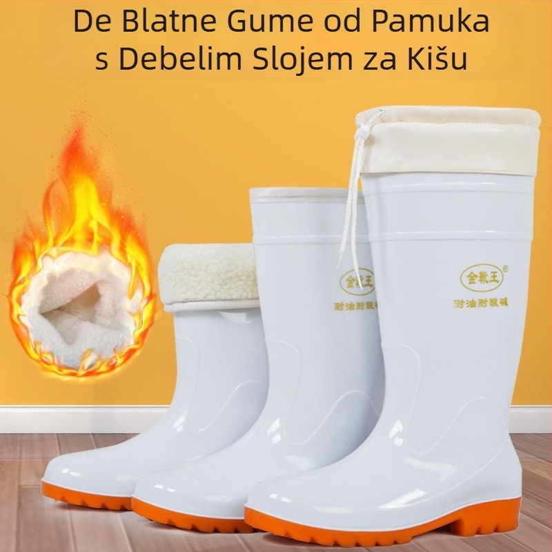 Muške čizme za kišu od PVC-a, gornji dio i potplat PVC-a, nizak dizajn cijevi, protuklizne, tople, otporne na habanje