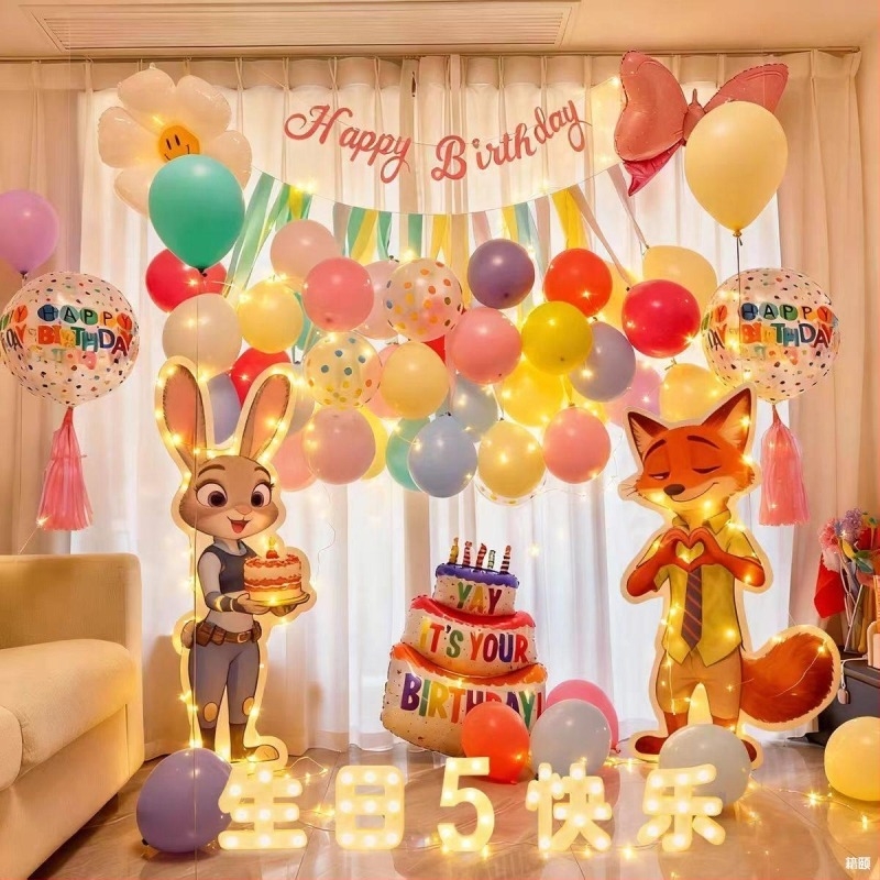 Zootopia tema rođendanski backdrop – KT ploča, PVC, unutarnje korištenje (Judy Hopps i Nick Wilde)