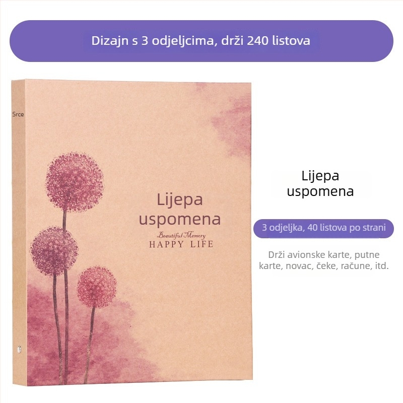 Folder za račune i potvrde - Brend: Beautiful; Model: Storage booklet; Tip: folder za jednu stranicu; Materijal: papir; Primjenjivi format papira: Drugo