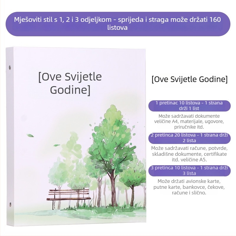 Folder za račune i potvrde - Brend: Beautiful; Model: Storage booklet; Tip: folder za jednu stranicu; Materijal: papir; Primjenjivi format papira: Drugo