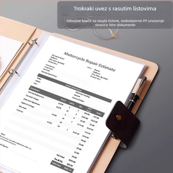 A4 kožni registrator za poslovne pregovore s prilagođenim logotipom i prilagođenom obradom