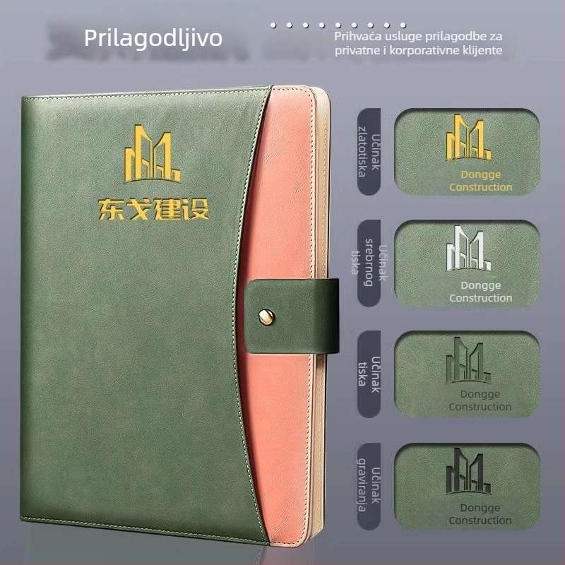 A4 kožni registrator za poslovne pregovore s prilagođenim logotipom i prilagođenom obradom