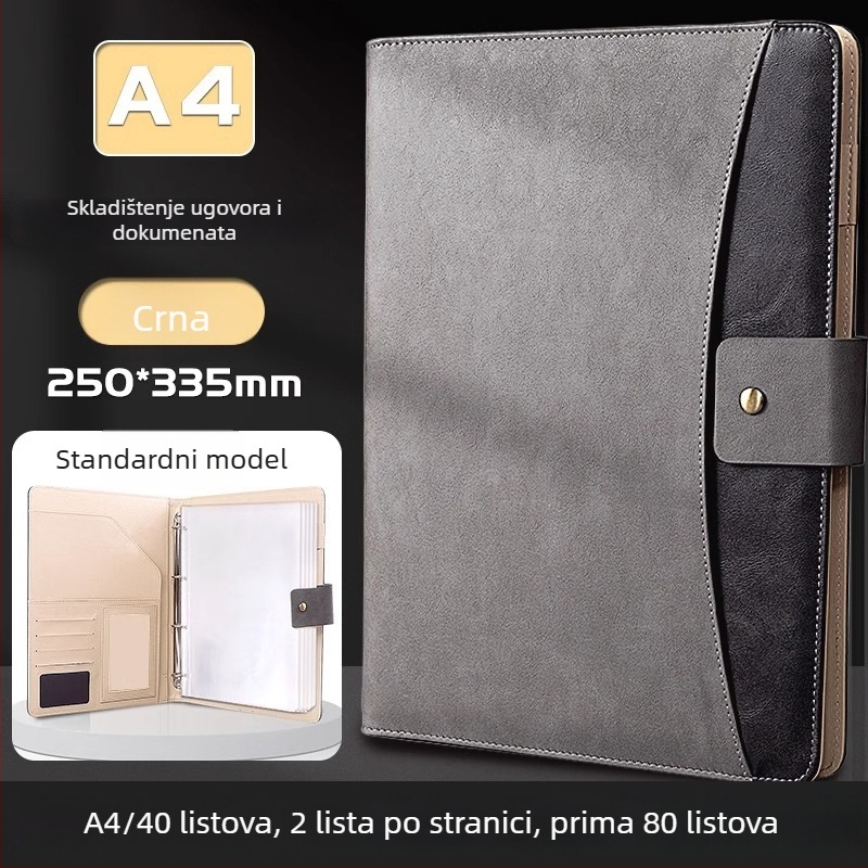 A4 kožni registrator za poslovne pregovore s prilagođenim logotipom i prilagođenom obradom