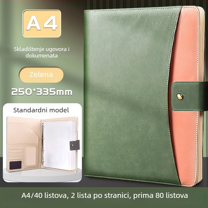 A4 kožni registrator za poslovne pregovore s prilagođenim logotipom i prilagođenom obradom