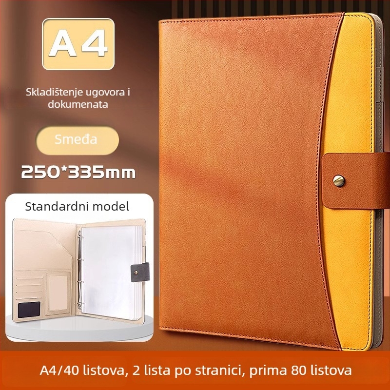 A4 kožni registrator za poslovne pregovore s prilagođenim logotipom i prilagođenom obradom