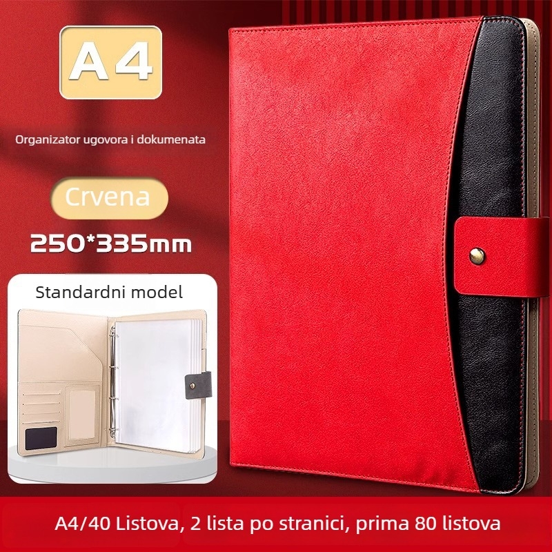 A4 kožni registrator za poslovne pregovore s prilagođenim logotipom i prilagođenom obradom