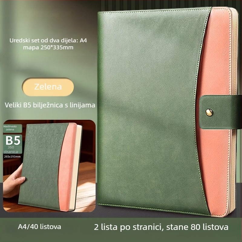 A4 kožni registrator za poslovne pregovore s prilagođenim logotipom i prilagođenom obradom