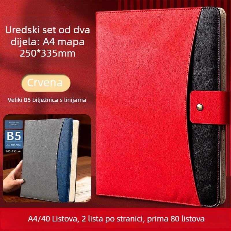 A4 kožni registrator za poslovne pregovore s prilagođenim logotipom i prilagođenom obradom
