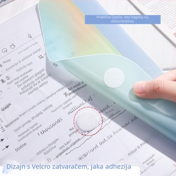Plastična mapa za dokumente s tri rupe, odvojivi listovi, velika kapaciteta, model 3805, stražnji dio širine 2,8 cm