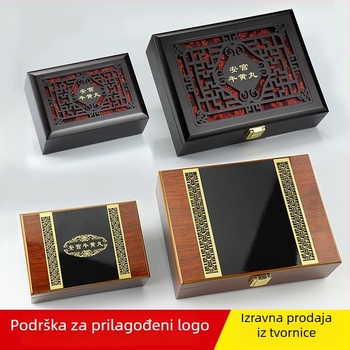 Drvena kutija za nakit Angong, rezbaren fiberboard, unutarnja podstava po izboru, težina 0,32 kg